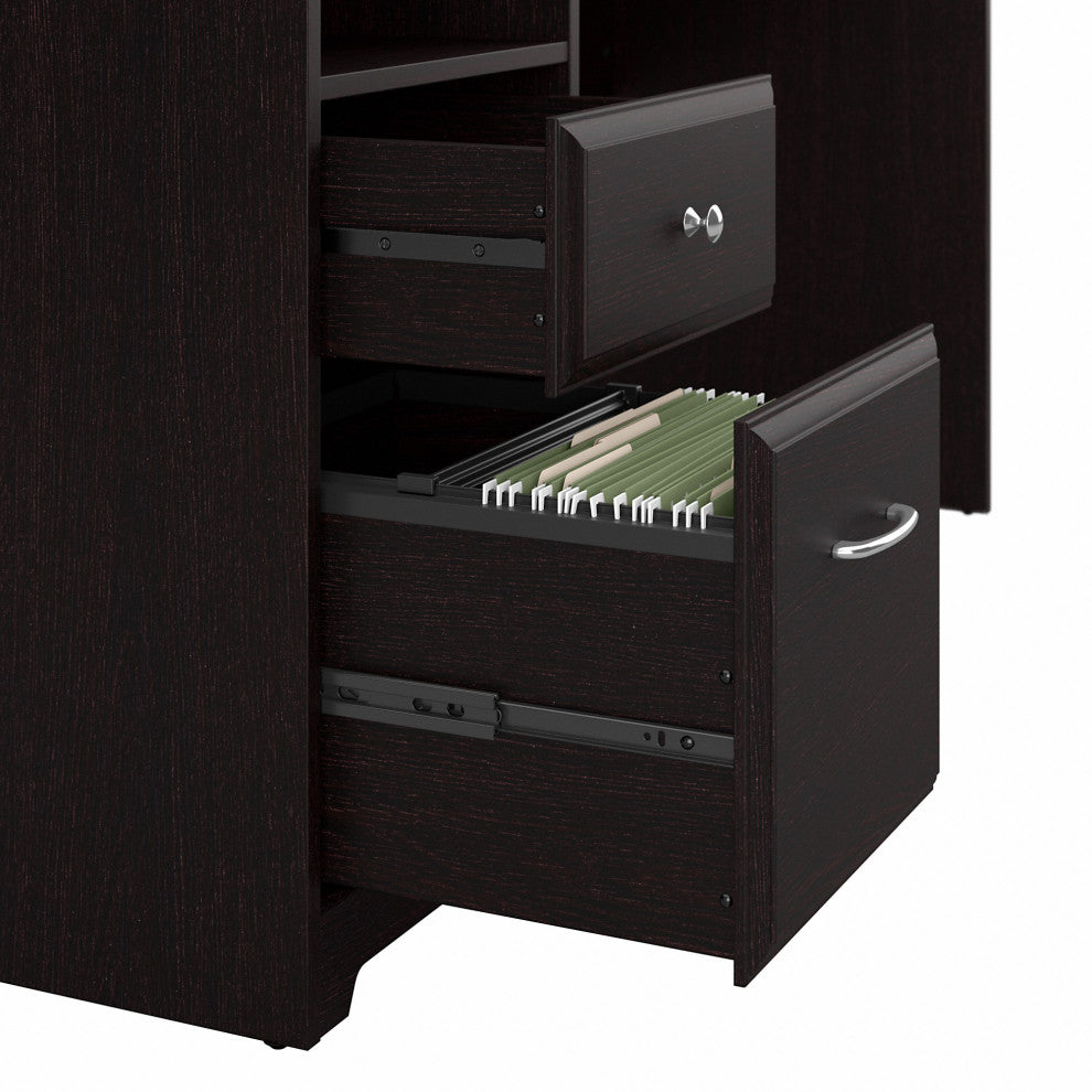 Cabot L Shaped Computer Desk With Drawers, Espresso Oak