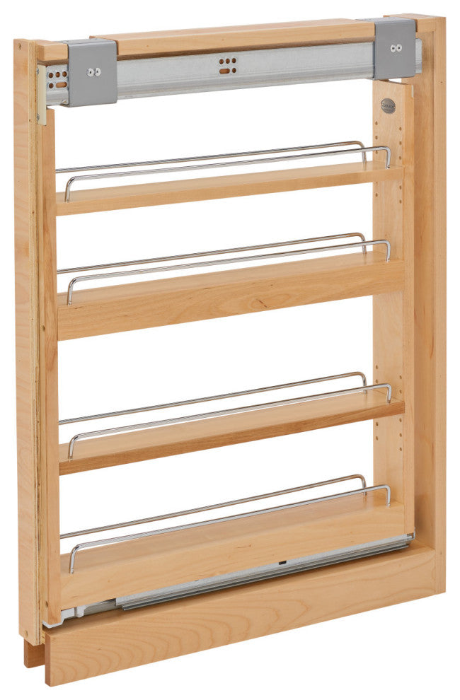 Wood Base Filler Pull Out Organizer for New Kitchen With Soft Close, 3"