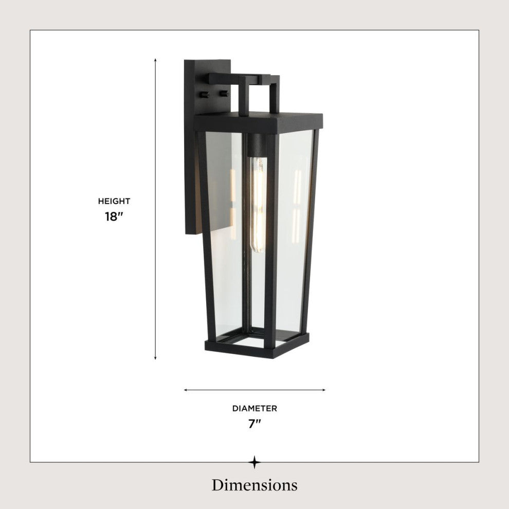 Tryon One-Light Black New Traditional Outdoor Wall Lantern, 7x7x18"
