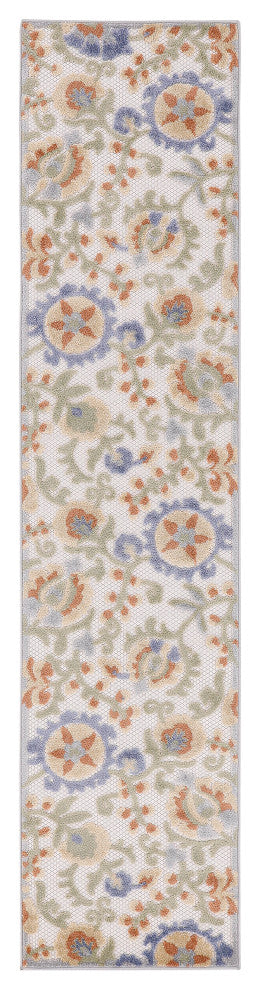Nourison Aloha 2' x 6' Ivory Blue Outdoor Rug