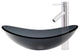 Topia Glass Vessel Sink and Faucet Set, Chrome