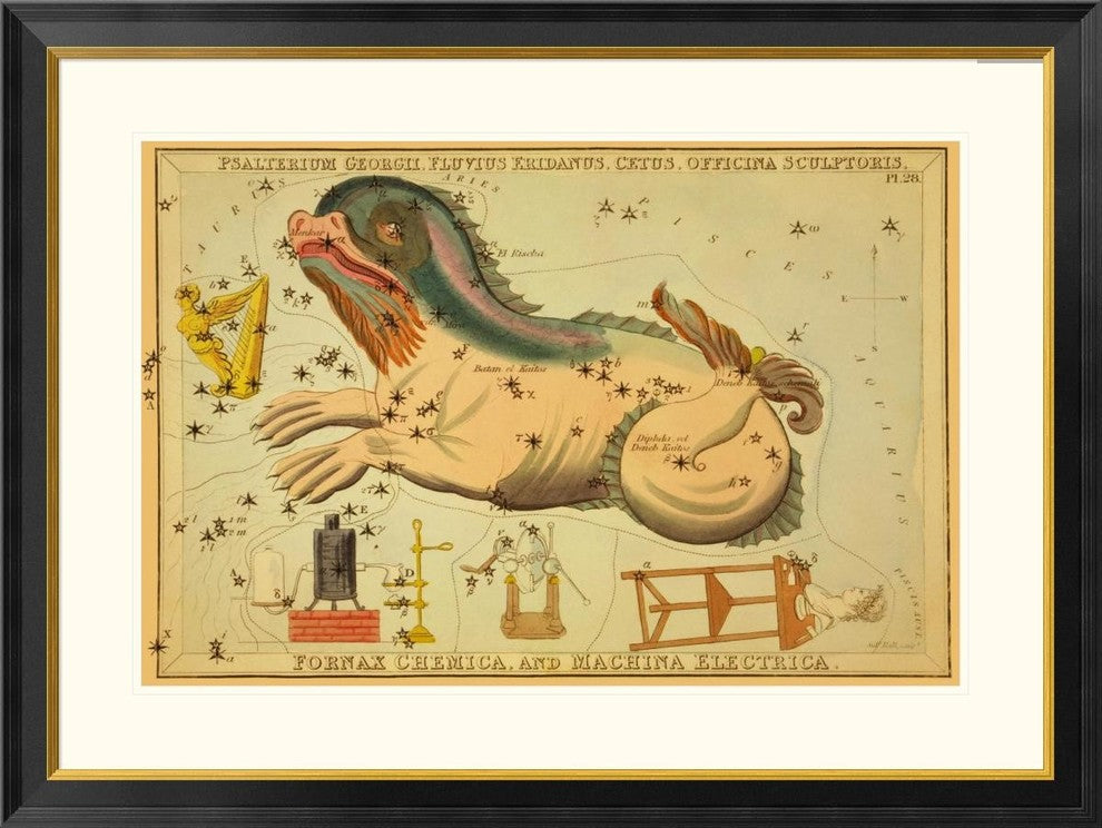 Psalterium Georgii, Fluvius Eridanus, Cetus, Machina Electrica, 1825, 40"x30"