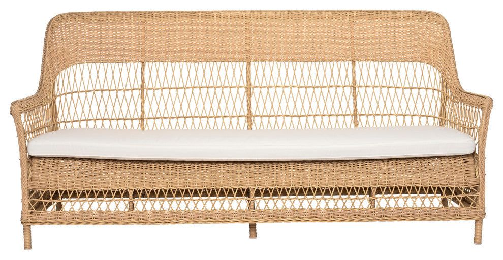 Dawn 3-Seater Sofa With Cushion, Natural Finish, Snow White Upholstery