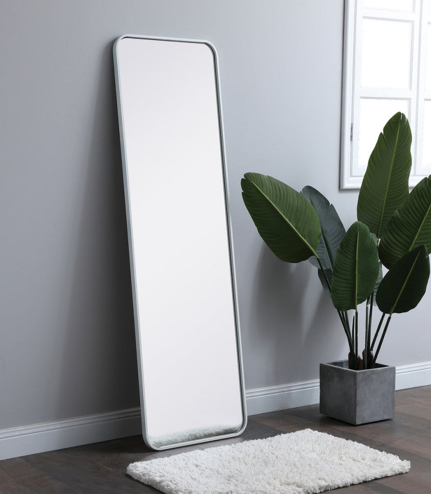 Elegant MR801860WH Soft Corner Metal Rectangular Mirror 18X60", White