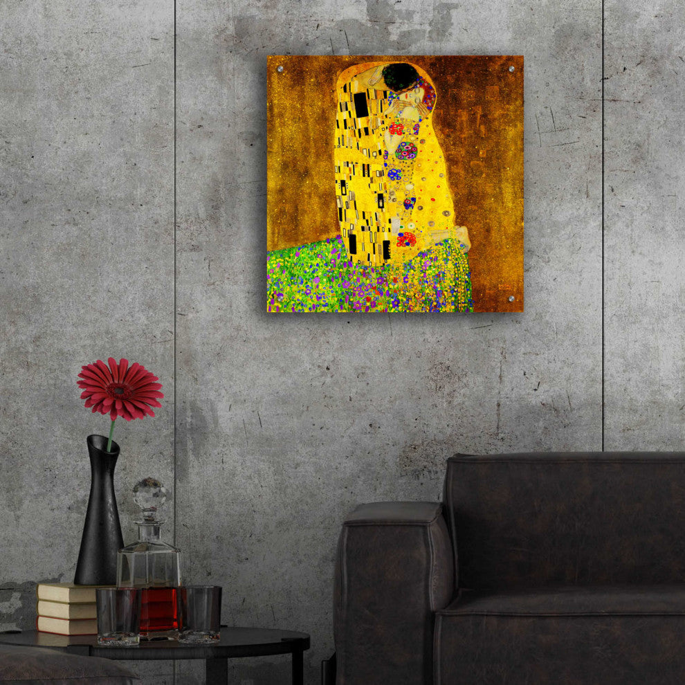 Epic Art 'The Kiss' by Gustav Klimt, Acrylic Glass Wall Art, 24"x24"