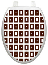 Block Choc Toilet Tattoos Seat Cover, Vinyl Lid Decal, Mod Bathroom Decor, Elongated