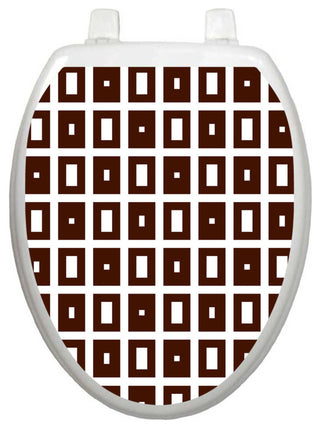 Block Choc Toilet Tattoos Seat Cover, Vinyl Lid Decal, Mod Bathroom Decor, Elongated