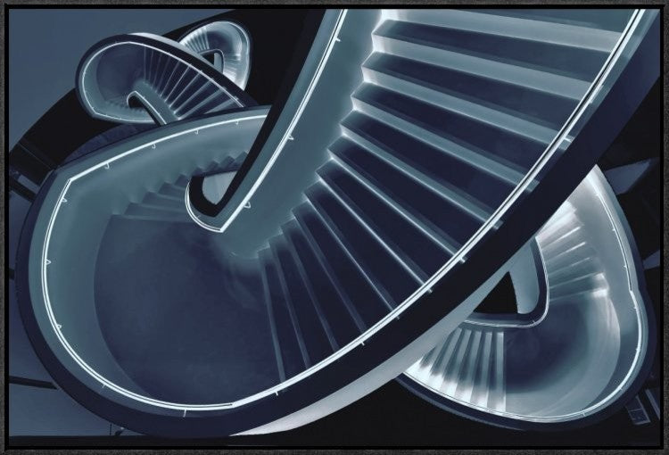 "Blue Stair" Framed Canvas Giclee by Henk Van Maastricht, 31x21"