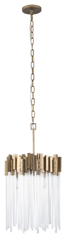 Matrix 3 Light Pendant in Havana Gold with Clear Fluted Glass