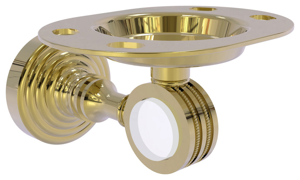 Pacific Grove Dotted Tumbler and Toothbrush Holder, Unlacquered Brass