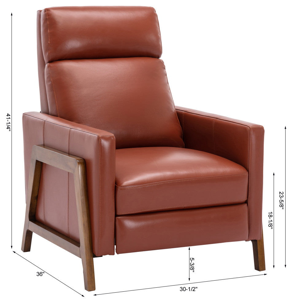 Reed Leather Push Back Recliner, Caramel