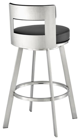 Armen Living Lynof 26" Swivel Faux Leather/Metal Counter Stool in Black/Chrome