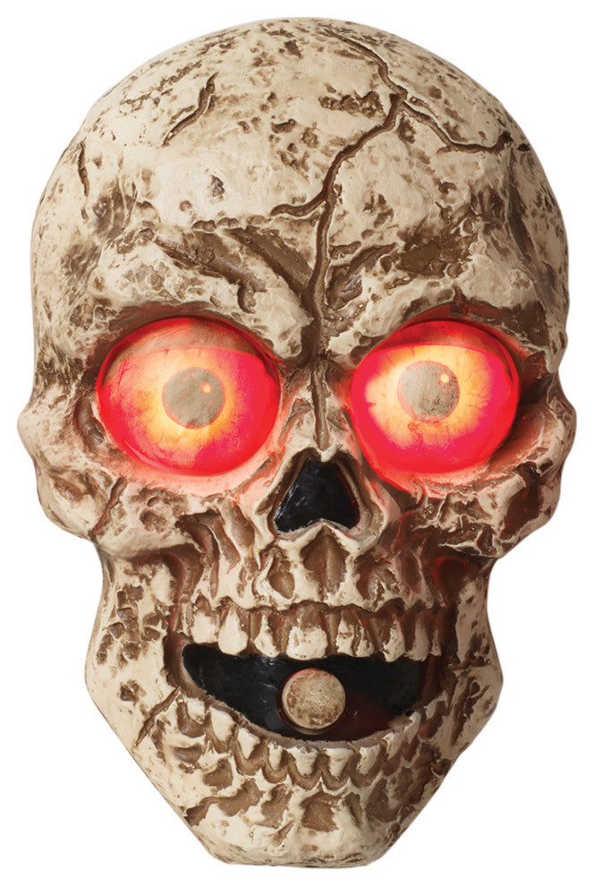 8" Lighted Animated Wall Hanging Skull With Sound Effects