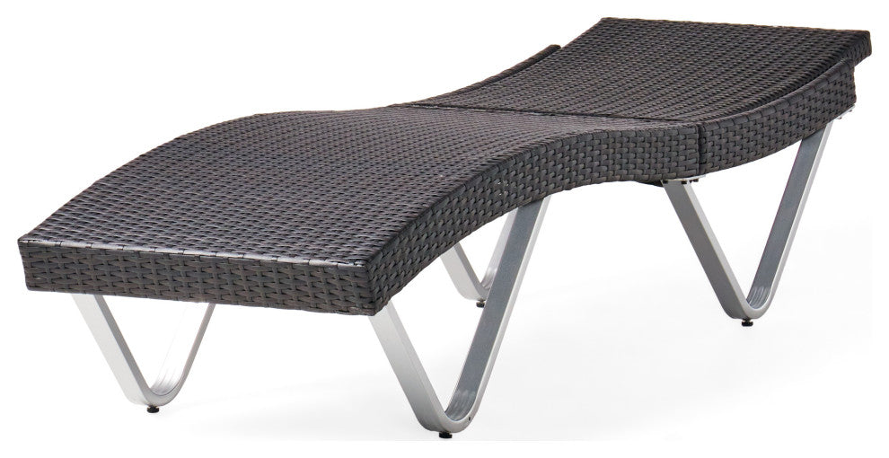 GDF Studio Manuela Outdoor Single Multibrown Wicker Chaise Lounge Chair