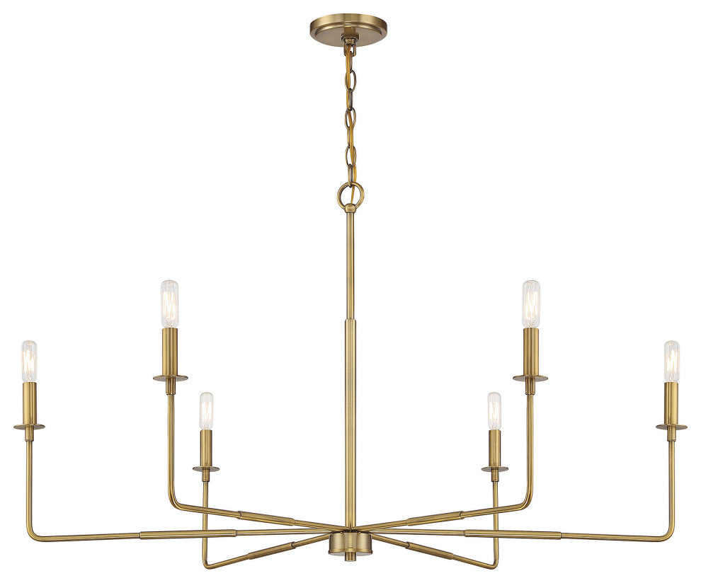 Savoy House Salerno 6-Light Chandelier, Warm Brass