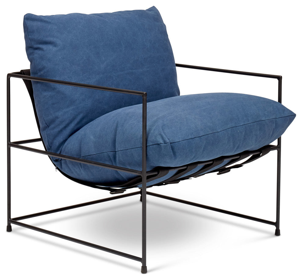 Trent Accent Chair, Washed Navy