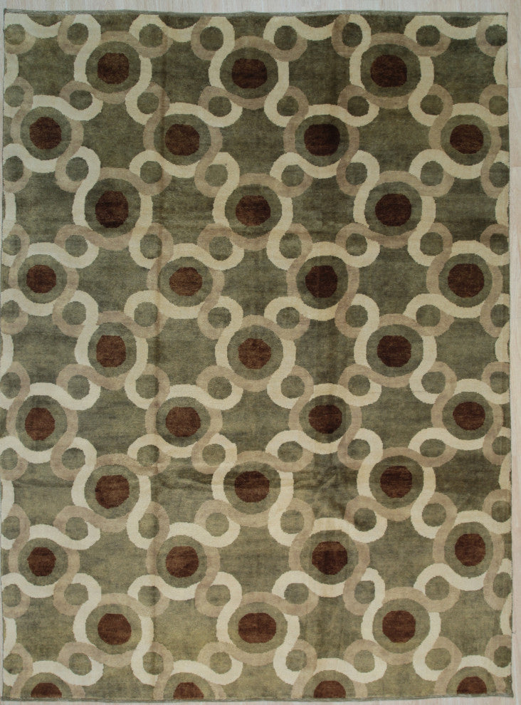 Green Transitional Geometric Ningxia Area Rug