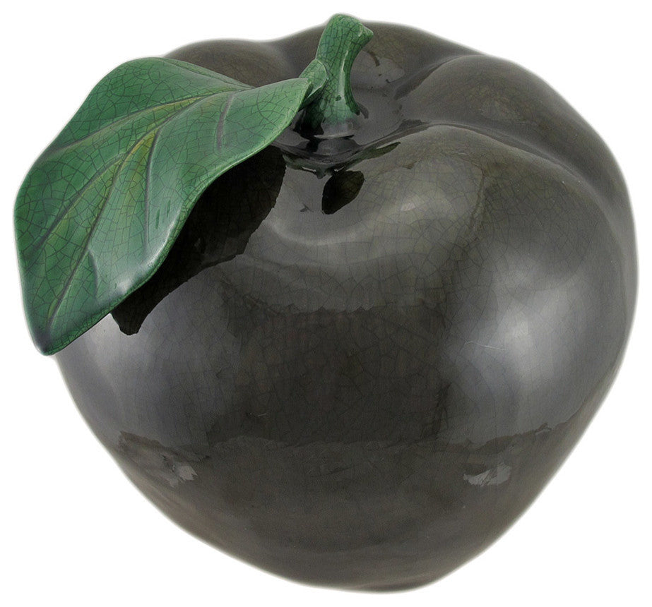 11 Inch Diameter Dark Green Ceramic Apple