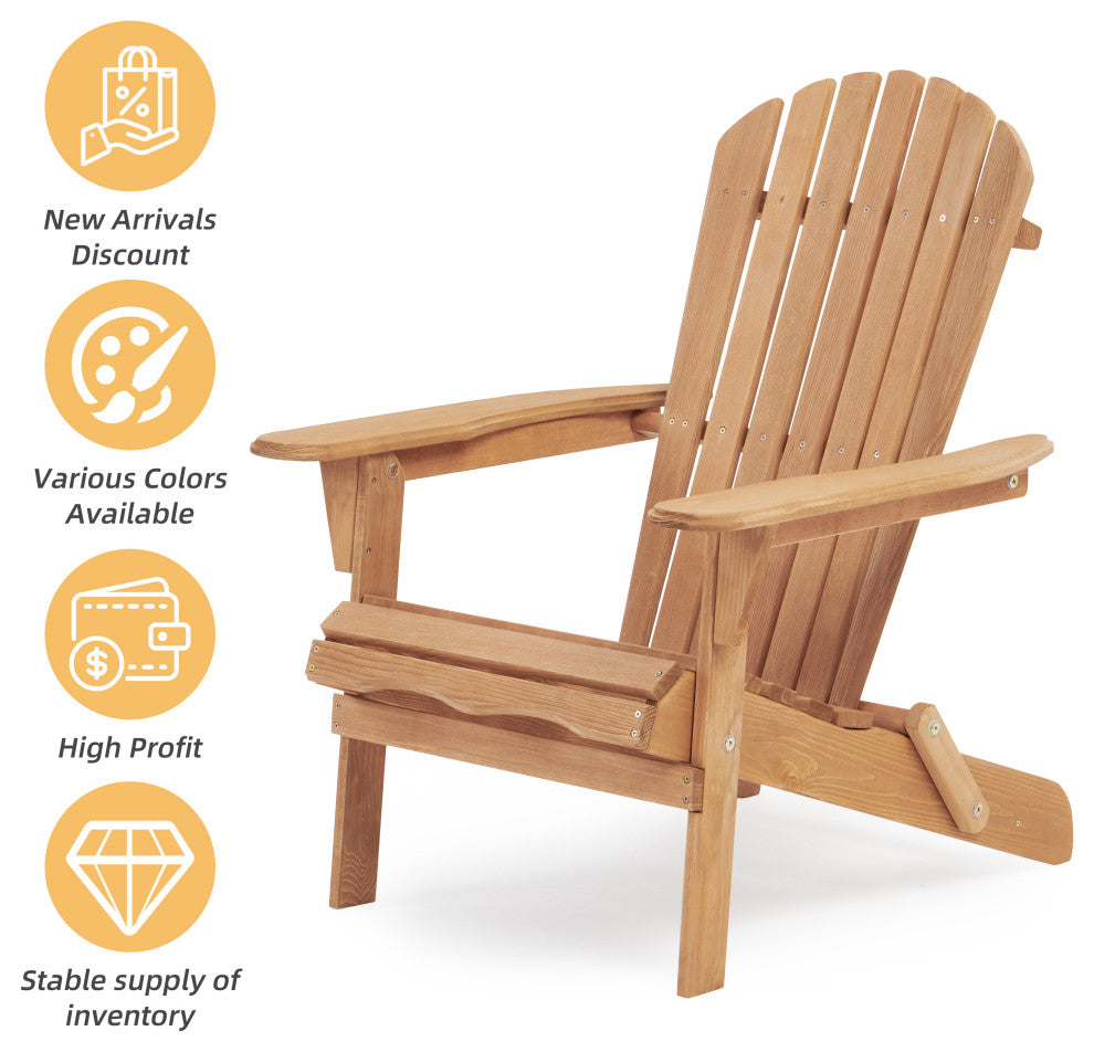 TATEUS Set of 2 Wooden Outdoor Adirondack Chairs for Patio, Garden, and Deck