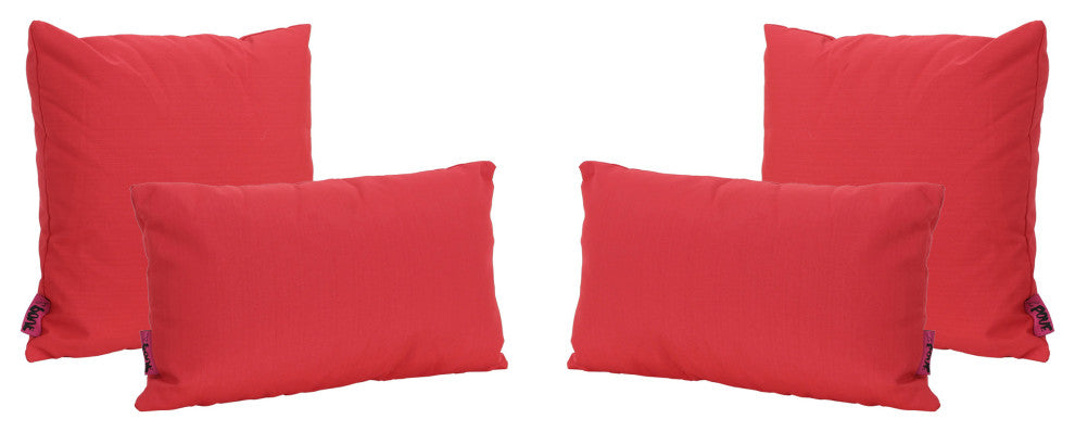 GDF Studio 4-Piece Coronado Outdoor Water Resistant Throw Pillows Set, Red