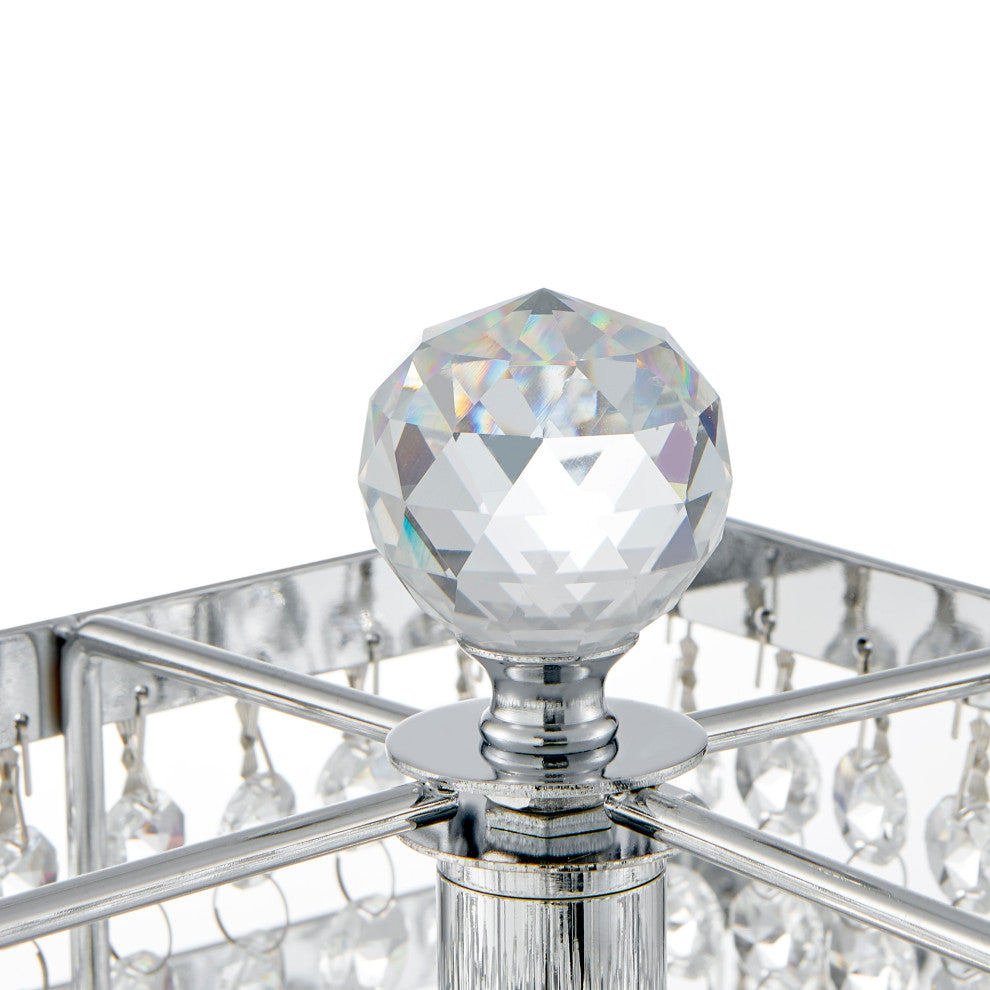 Square Crystal Double Crown Integrated LED Table Lamp