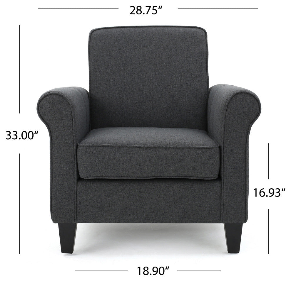 GDF Studio Declan Padded Fabric Club Chair, Dark Gray