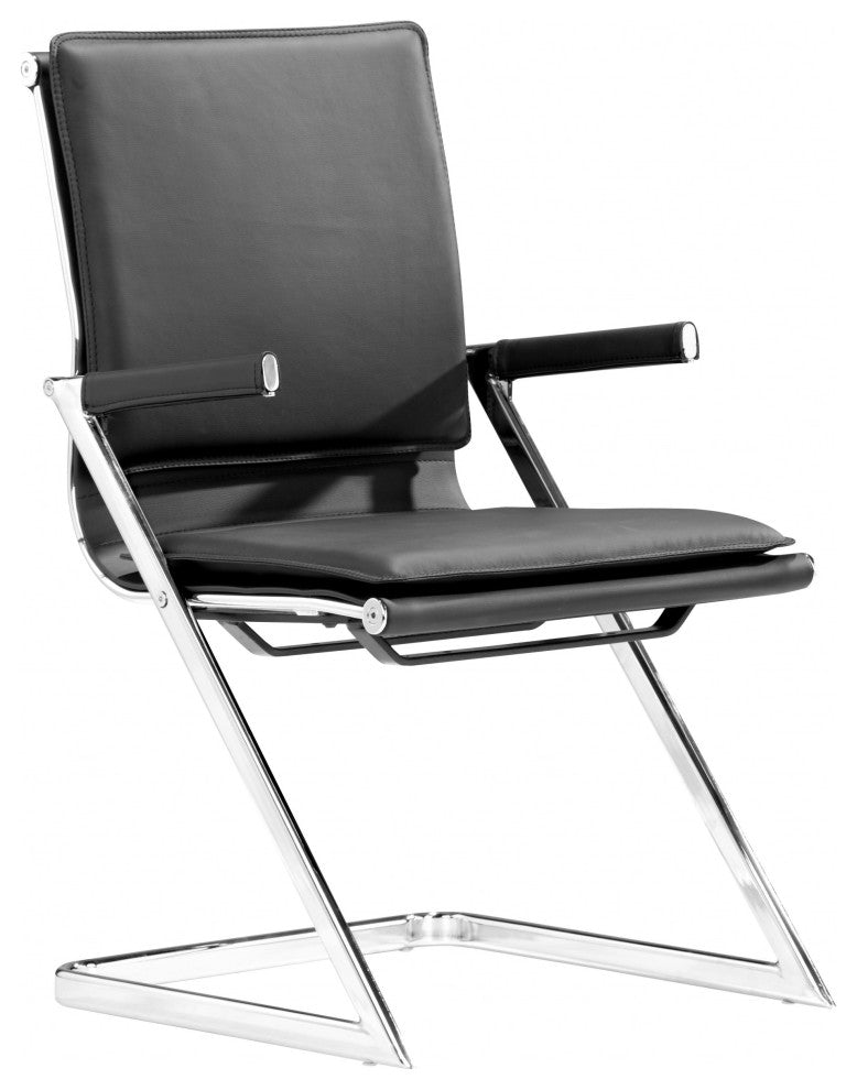 Set of Two Black Faux Leather Z Arm Office Chairs