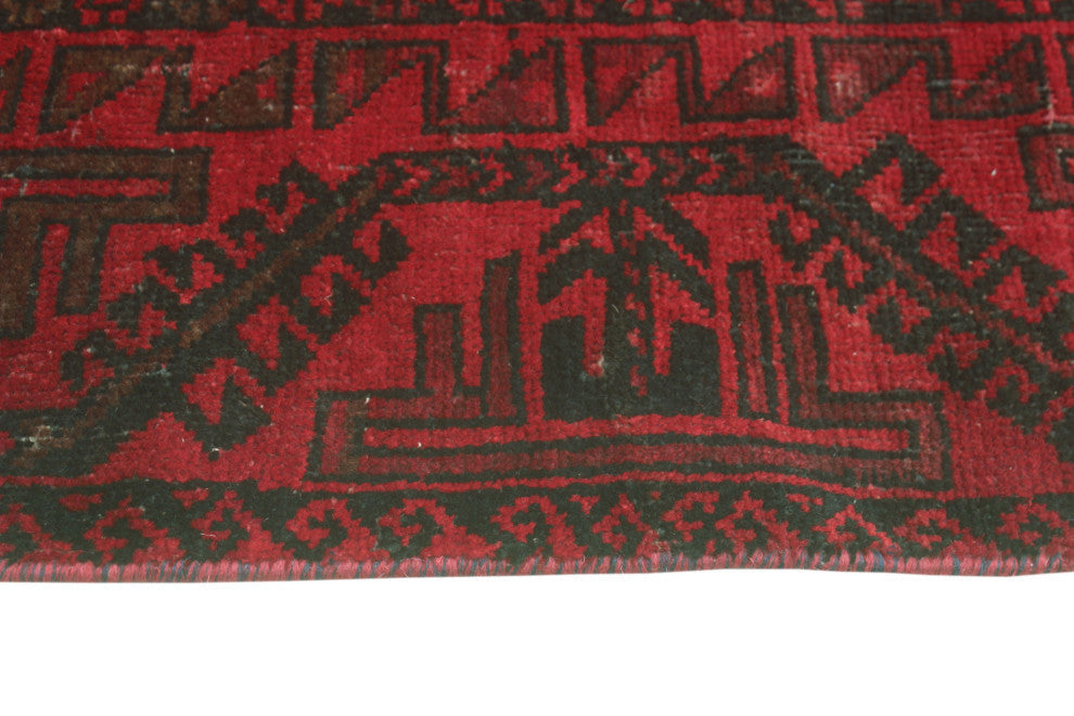 Fine Vintage Distressed Bebegula Red/Charcoal Rug, 3'10x7'0