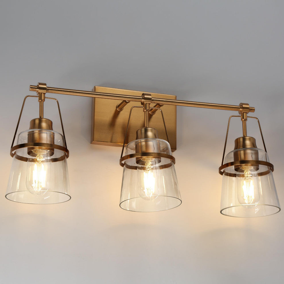 LNC Polished Gold Modern Glass Bell Wall Sconce, 3 Lights