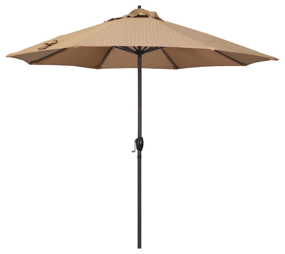9' Bronze Auto-tilt Crank Lift Aluminum Umbrella, Olefin, Terrace Sequoia