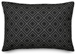 Black Diamond Dot Pattern 14x20 Indoor/Outdoor Pillow