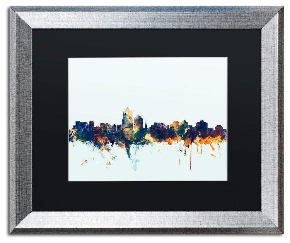 Michael Tompsett ''Albuquerque NM Skyline Blue'' Matted Framed Art, 16x20