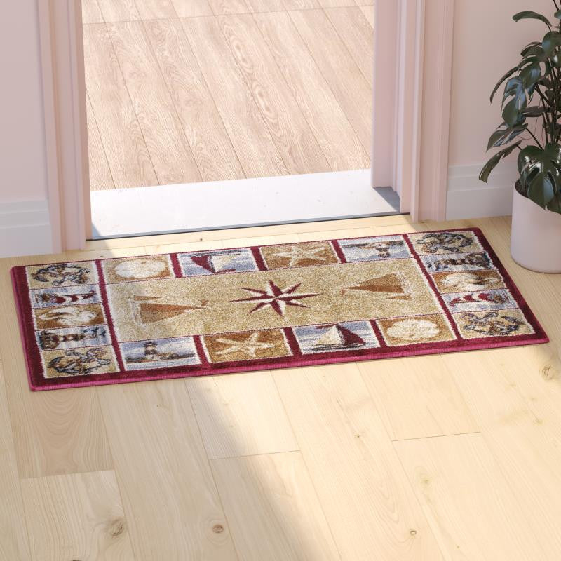 Inis Collection Nautical Area Rug, Beige, 2' X 3'