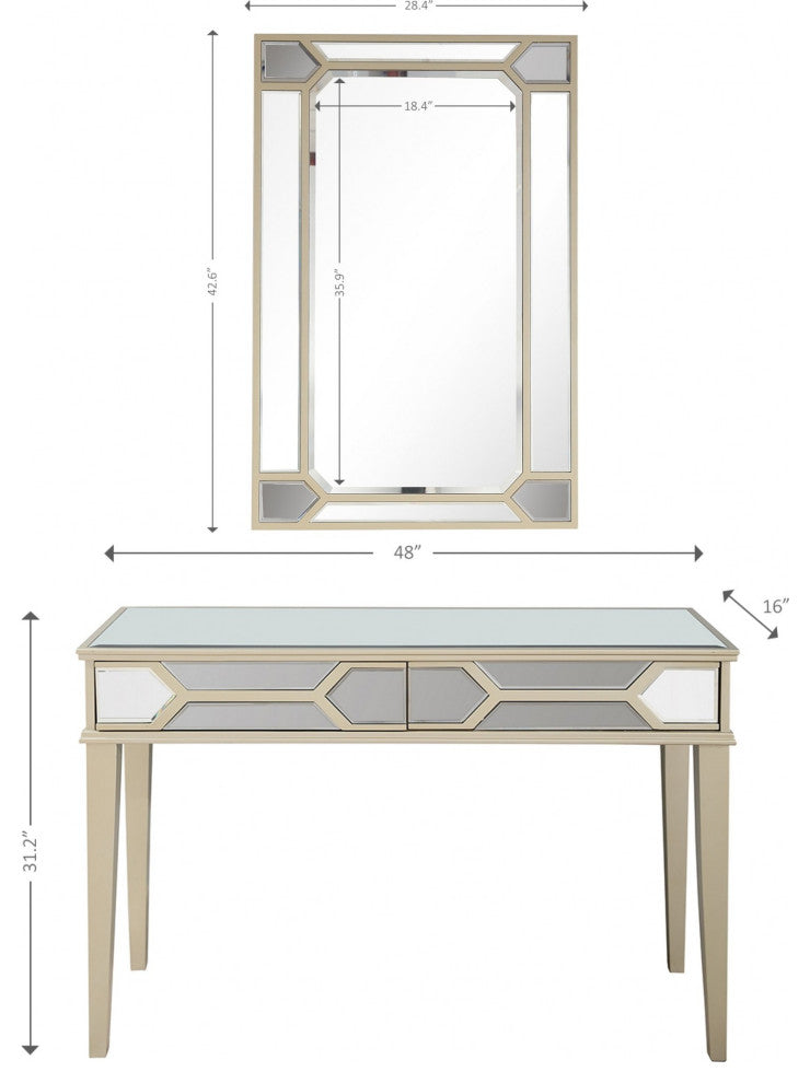 Antiqued Silver Mirror and Console Table