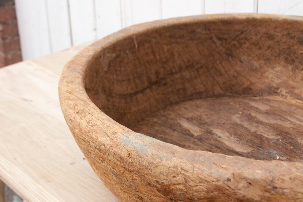 Large 19th Century Wood Dough Bowl
