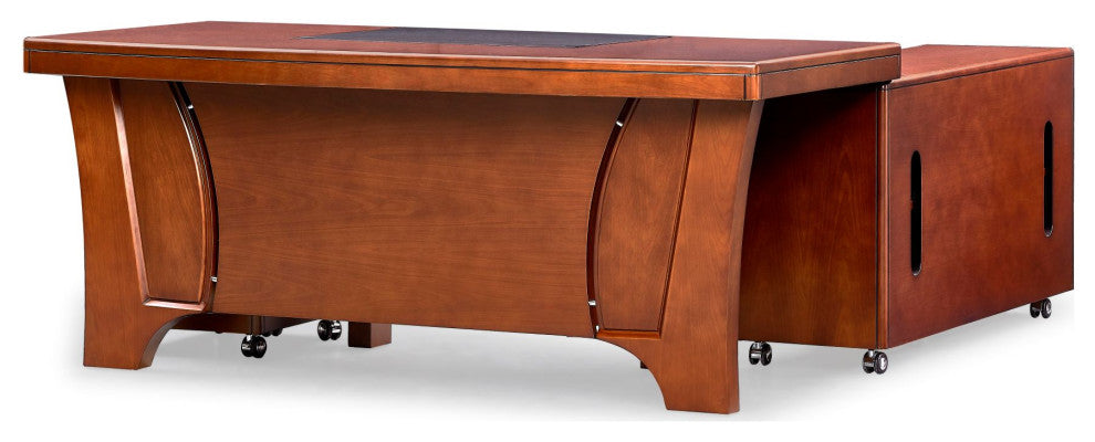 70"� Modern Quincy Light Cherry Wood Desk Rolling Return Storage Keyboard Tray
