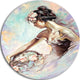 Girl With Flower Bouquet, Floral Large Disc Metal Wall Art, 36"
