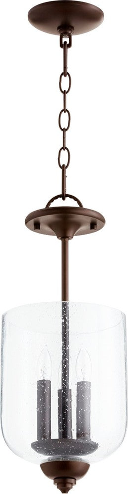 Quorum 2911-8-186 Three Light Dual Mount, Oiled Bronze With Clear/Seeded Finish