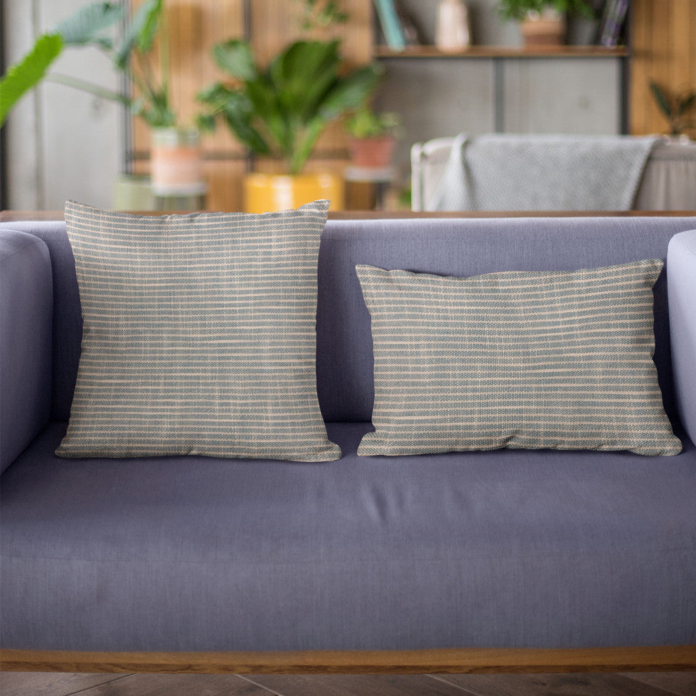 Plutus Blue Simple Stripe Luxury Throw Pillow, 20"x30"