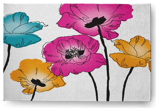 Popping Poppies Spring Chenille Rug, Pink, 4'x6'