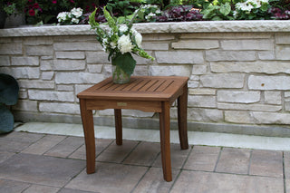 3-Piece Eucalyptus and Wicker Lounger Set With Ottoman and Square Accent Table