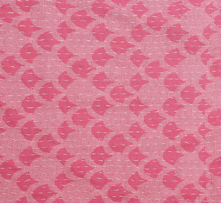 Artisan Hand Loomed Cotton Table Runner, Pink Ginkgo, 18"x96"