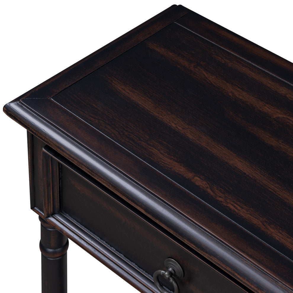 TATEUS 51inch Rustic Chic Console Table With Drawers for Living Room, Espresso