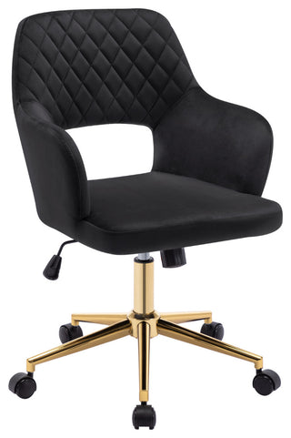 Open-Back Velvet Home Office Chair, Black