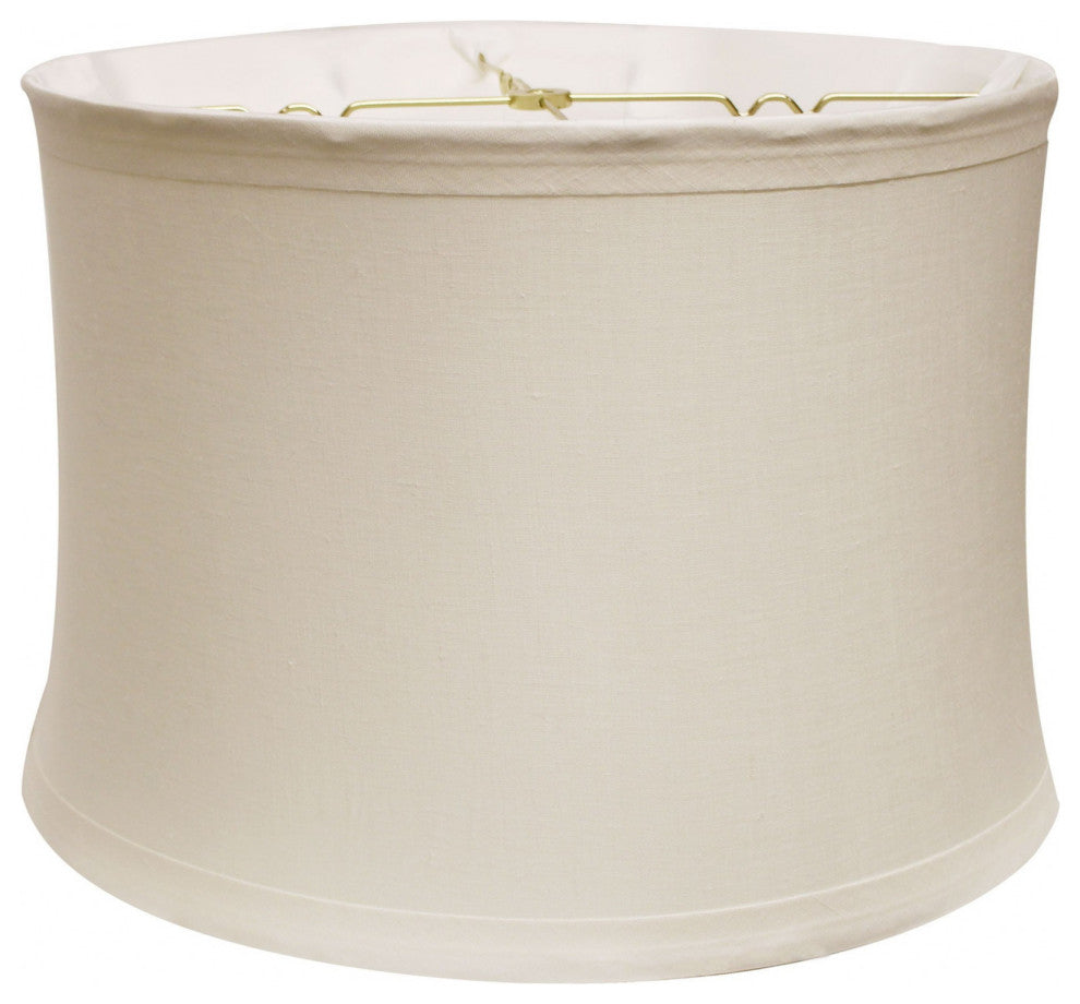 19" Snow Drum Trimmed Linen Lampshade