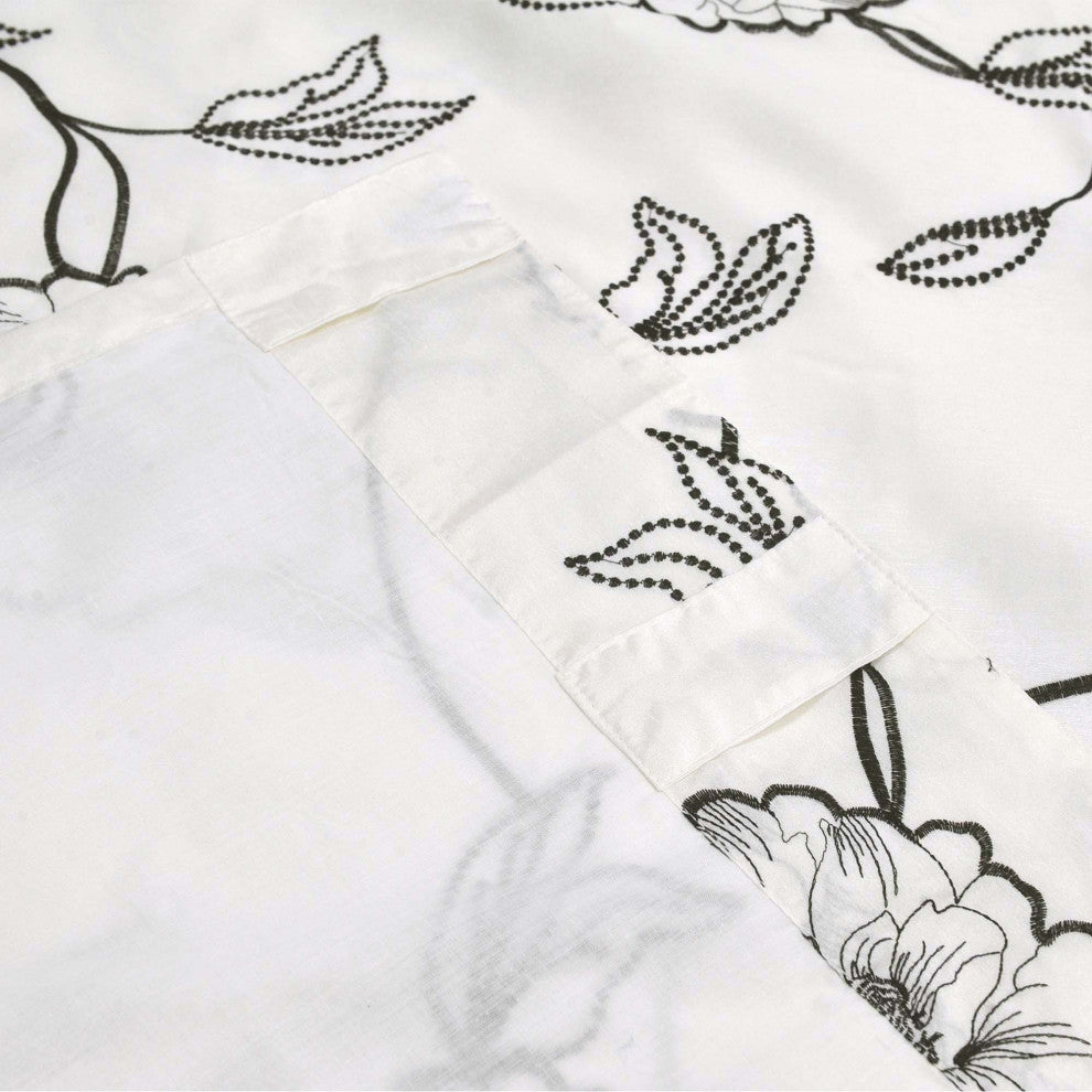 Magnolia Embroidery Curtains, 54x96" with Rod Pocket Tab Top