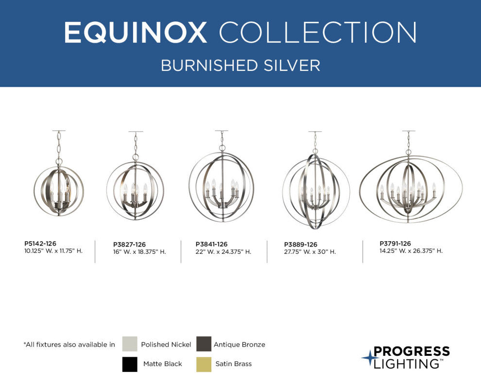 6-Light Foyer, Burnished Silver
