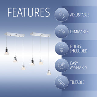 Alain 1-Light Adjustable Metal Integrated LED Pendant, 19.5"