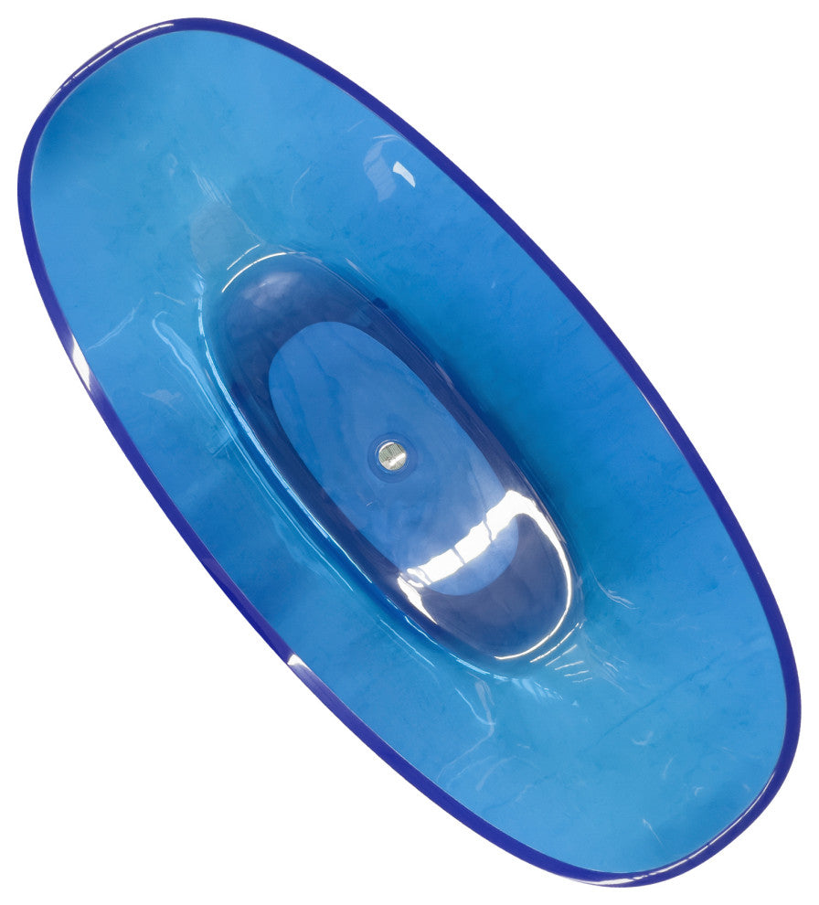 65 in.W Resin Freestanding Flatbottom Soaking Bathtub in Blue