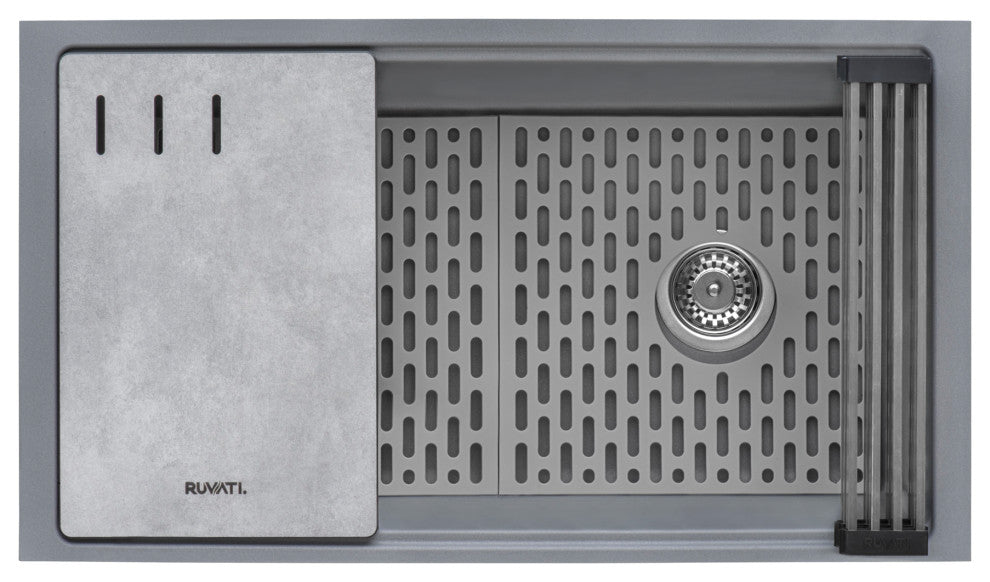 33-in Undermount Workstation Granite Kitchen Sink Urban Gray - RVG2302UG
